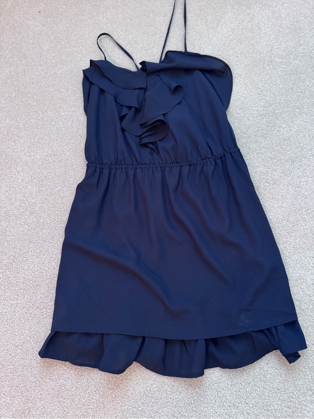 Ya Los Angeles Navy Ruffle Spaghetti Strap Dress